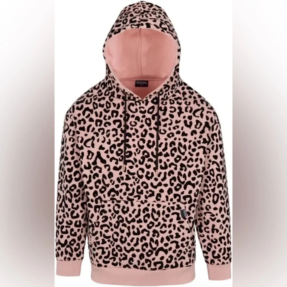 Von Dutch Unisex Dirty Pink Cheetah Hoodie Size Medium NWTS - Picture 1 of 4
